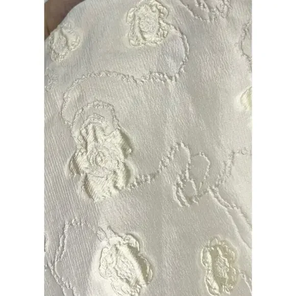 HUNTER BELL Sz L Large Gaille Cream Short Puff Sleeve Jacquard Dress - Picture 5 of 12